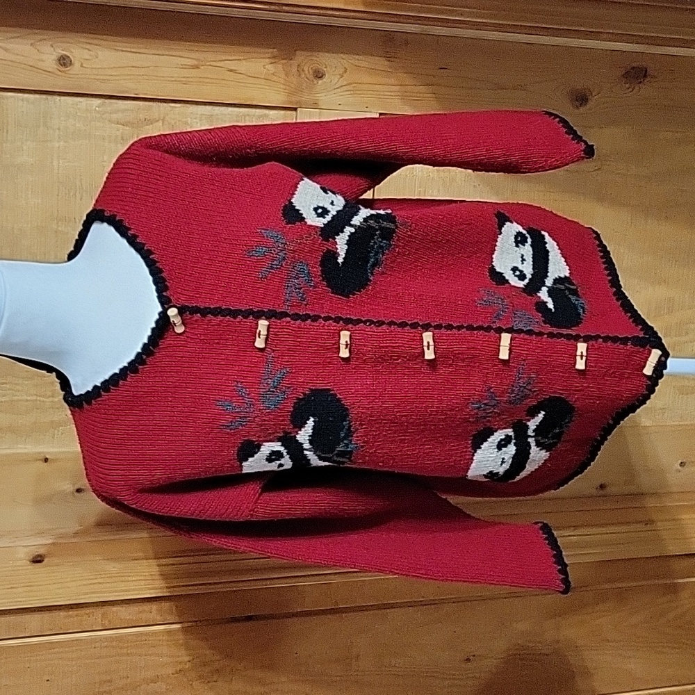 MISO Wool Cardigan Panda Sweater sz M/L